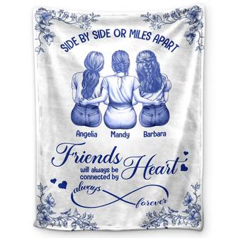 Friends Sisters Will Always Be Connected By Heart Chinoiserie Toile Besties - Personalized Fleece Blanket, Sherpa Blanket - Thegiftio UK