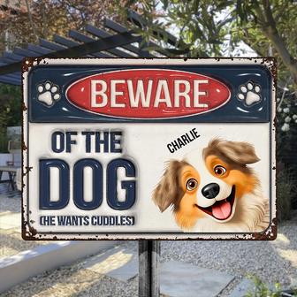 Funny Beware Of Dog Cat Friendly Personalized Metal Sign - Thegiftio UK