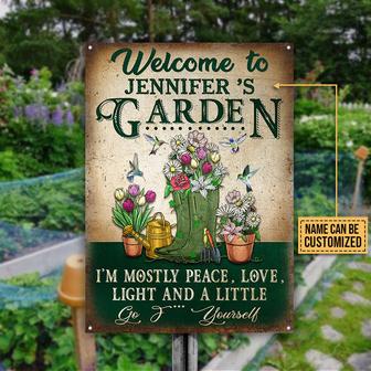 Gardening I'm Mostly Peace Love Light Custom Metal Sign - Thegiftio UK