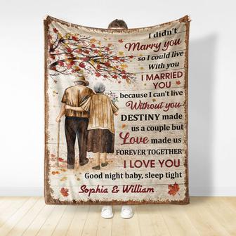 Good Night Baby Old Couple Husband Wife Fall Leaves - Couple Gift - Personalized Custom Blanket - Thegiftio UK