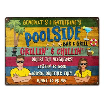 Poolside Bar & Grill Custom Metal Sign - Gift for Couples - Thegiftio UK
