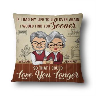 Chibi Old Couple Love You Longer Personalized Pillow - Thegiftio UK