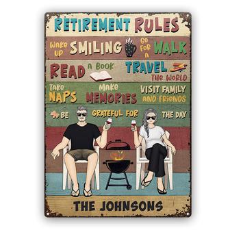 Retirement Rules Personalized Metal Sign - Gift for Couples - Thegiftio UK