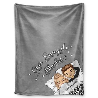 Couple Chibi Our Snuggle Blanket - Gift For Couples, Anniversary, Birthday Gift - Personalized Custom Fleece Blanket - Thegiftio UK
