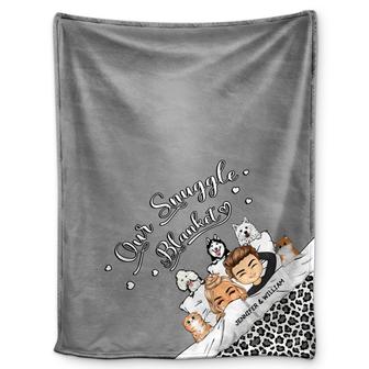 Couple Pet Lovers Our Snuggle Blanket - Gift For Couples - Personalized Custom Fleece Blanket - Thegiftio UK