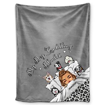 Pet Lovers My Dog Cat Cuddling Blanket - Gift For Pet Lovers - Personalized Custom Fleece Blanket - Thegiftio UK