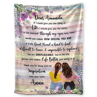 Through My Eyes - Gift For Sisters And Best Friends - Personalized Fleece Blanket - Thegiftio UK