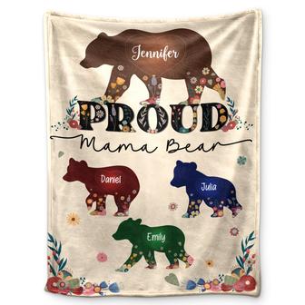 Proud Mama Bear - Gift For Mother - Personalized Fleece Blanket, Sherpa Blanket - Thegiftio UK