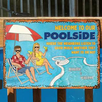 Poolside Good Music Personalized Metal Sign - Couples Gift - Thegiftio UK