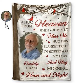 Custom Photo Memorial A Hug From Heaven - Personalized Fleece Blanket, Sherpa Blanket - Thegiftio UK