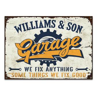 Garage Dad And Son We Fix Anything Custom Metal Sign - Gift - Thegiftio UK