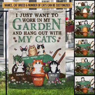 Garden Cat I Just Want To Work Custom Flag - Cat Lovers Gift - Thegiftio UK