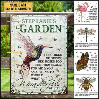 Garden Floral Art What A Wonderful World Custom Metal Sign - Thegiftio UK