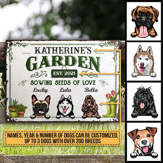 Garden Sowing Seeds Of Love Custom Metal Sign - Dog Gift - Thegiftio UK