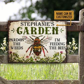 Gardening Bee Feeding The Bee Custom Metal Sign - Thegiftio UK