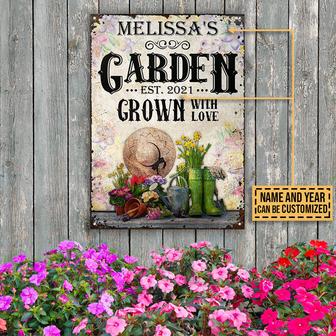 Gardening Floral Grown With Love Custom Metal Sign - Gift - Thegiftio UK