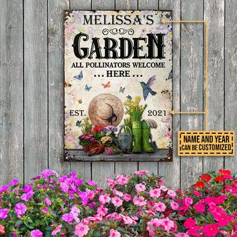 Gardening Floral Pollinators Welcome Custom Metal Sign - Thegiftio UK