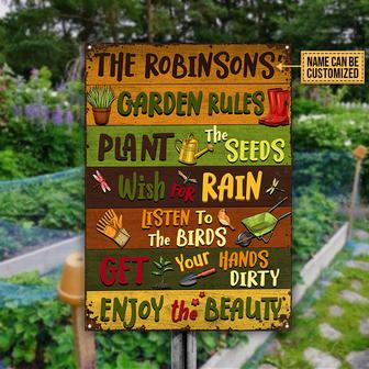 Gardening Garden Rules Custom Metal Sign - Thegiftio UK