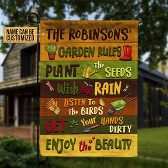 Gardening Garden Rules Personalized Flag - Gift for Gardener - Thegiftio UK