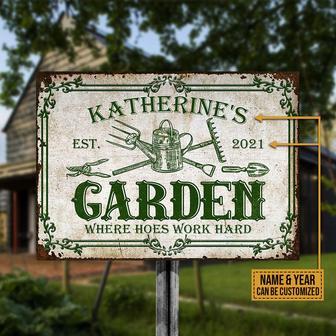 Gardening Hoes Work Hard Custom Metal Sign - Gardeners Gift - Thegiftio UK
