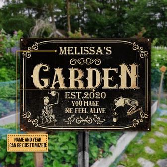 Gardening Skeleton Feel Alive Custom Metal Sign - Thegiftio UK