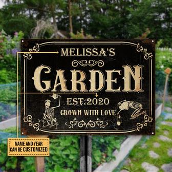 Gardening Skeleton Grown With Love Custom Metal Sign - Gift - Thegiftio UK