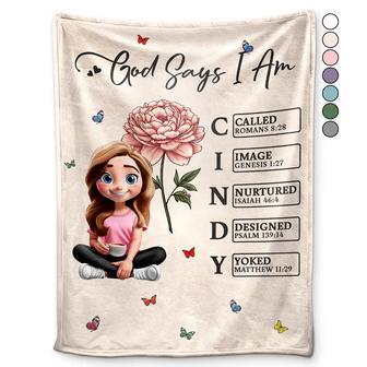 God Says I Am Bible Blanket - Personalized Fleece Blanket, Sherpa Blanket - Thegiftio UK