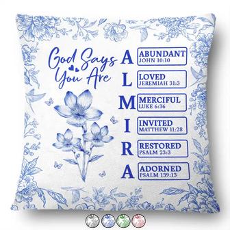 God Says I Am Toile De Jouy Flower Custom Pillow - For Her - Thegiftio UK