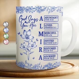God Says I Am Toile De Jouy Flower Custom Mug - Gift for Her - Thegiftio UK