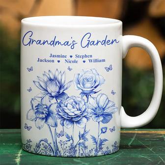 Grandma's Garden Toile Birth Flower Custom Mug - Thegiftio UK
