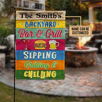 Grilling Backyard Sipping Custom Flag - Gift for Home - Thegiftio UK