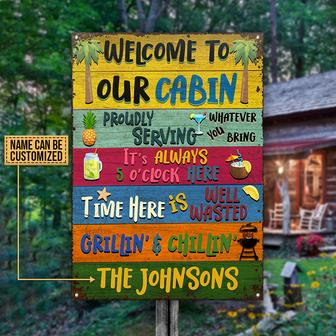 Grilling Welcome To Our Cabin Custom Metal Sign - Home Gift - Thegiftio UK