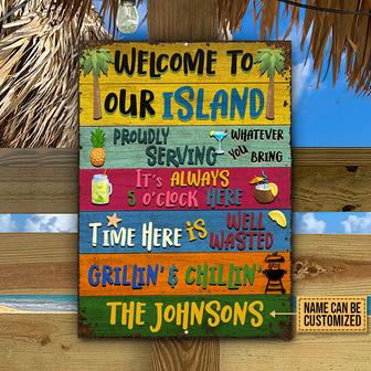 Grilling Welcome To Our Island Custom Metal Sign - BBQ Gift - Thegiftio UK