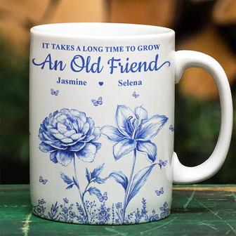 Grow An Old Friend Toile Birth Flower Custom Mug - Thegiftio UK
