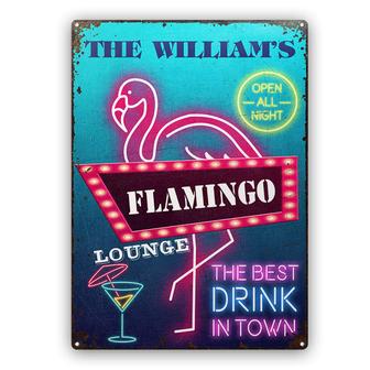 Neon Best Drinks Flamingo Bar Custom Metal Sign - Gift - Thegiftio UK