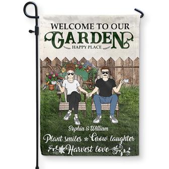 Garden Couple Plant Smiles Grow Laughter Custom Flag - Thegiftio UK