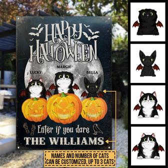 Happy Halloween Black Cat Custom Metal Sign - Halloween Gift - Thegiftio UK