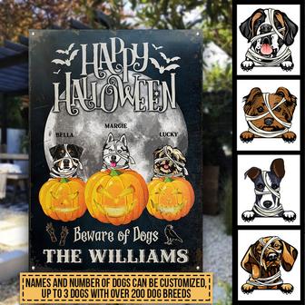 Happy Halloween Beware Of Dogs Custom Metal Sign - Gift - Thegiftio UK