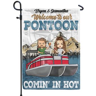 Comin In Hot Pontoon Personalized Flag - Birthday Gift - Thegiftio UK