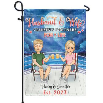 Cruising Partners For Life Cartoon Personalized Flag - Thegiftio UK