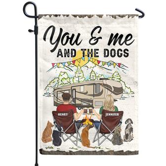 You & Me And The Dog Custom Flag - Gift for Camping Couples - Thegiftio UK