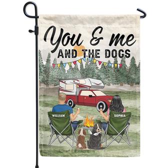 You And Me And The Dog Grass Custom Flag - Dog Lovers Gift - Thegiftio UK
