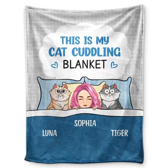 This Is My Cat Cuddling Cozy - Gift For Cat Lovers - Personalized Fleece Blanket, Sherpa Blanket - Thegiftio UK