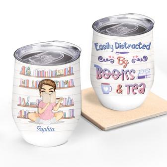 Reading Girl Easily Distracted Personalized Wine Tumbler - Thegiftio UK