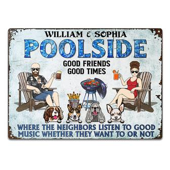 Poolside Grilling Listen To The Good Music Custom Metal Sign - Thegiftio UK