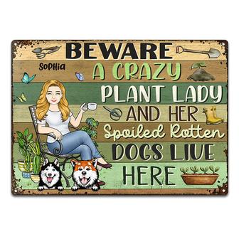 Beware A Crazy Plant Lady Personalized Metal Sign - Dog Gift - Thegiftio UK