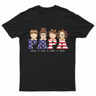 Stars And Stripes Papa Personalized T-Shirt - Birthday Gift - Thegiftio UK