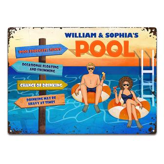Pool Forecast Sunny Personalized Metal Sign - Couples Gift - Thegiftio UK