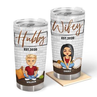 Chibi Couple Hubby Wifey Custom Tumbler - Gift for Couples - Thegiftio UK