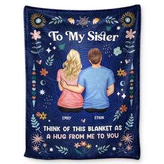 Brother Sister Think Of This Blanket - Gift For Sisters - Personalized Fleece Blanket - Thegiftio UK